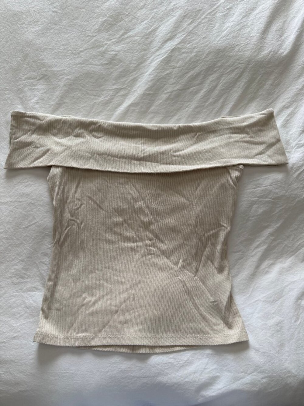 Old Navy Ivory Ribbed Off-Shoulder Top — Size M